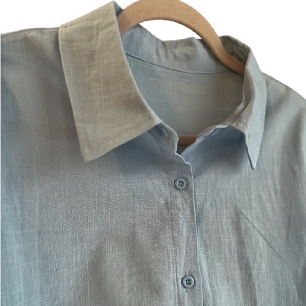 🗽Women's Light Blue Versatile Button Down Shirt … - image 4
